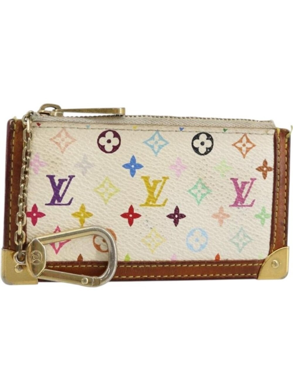 LOUIS VUITTON Multicolor Pochette Cles Coin Purse White M92655